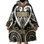 Custom Aotearoa Waikato Tainui Wearable Blanket Hoodie Maori Tribal Pattern