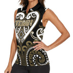 Custom Aotearoa Waikato Tainui Women Sleeveless Polo Shirt Maori Tribal Pattern