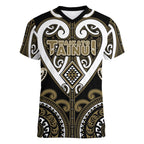 Custom Aotearoa Waikato Tainui Women V-Neck T-Shirt Maori Tribal Pattern