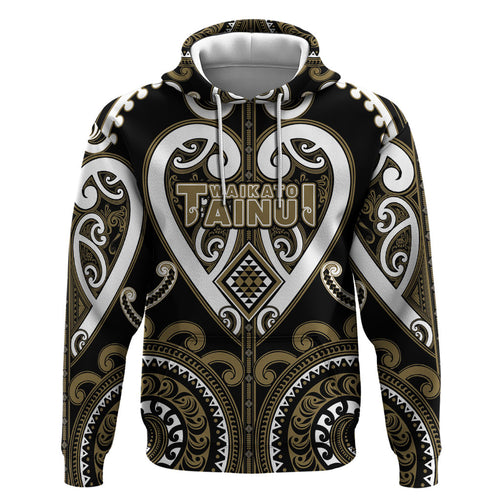 Custom Aotearoa Waikato Tainui Zip Hoodie Maori Tribal Pattern