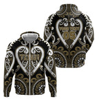Custom Aotearoa Waikato Tainui Zip Hoodie Maori Tribal Pattern