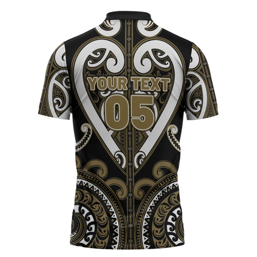 Custom Aotearoa Waikato Tainui Zipper Polo Shirt Maori Tribal Pattern