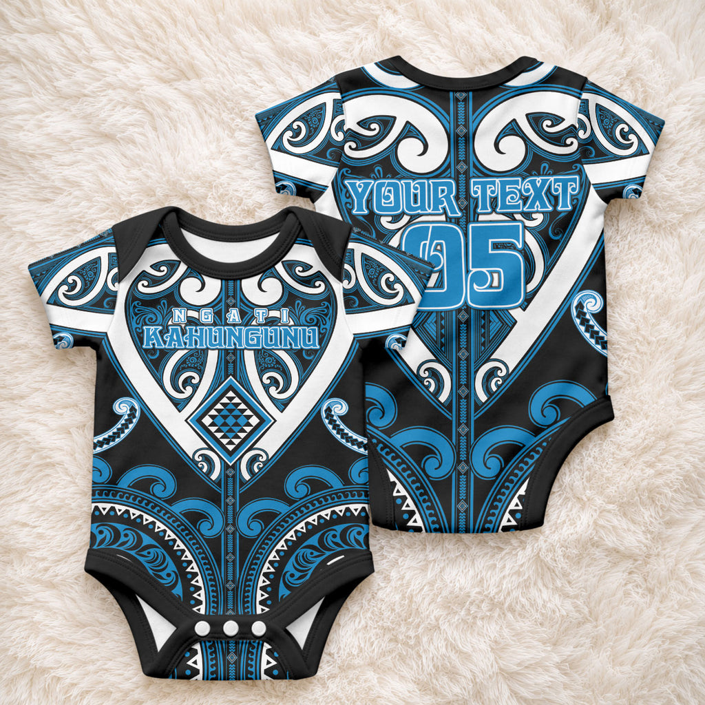 Custom Aotearoa Ngati Kahungunu Baby Onesie Maori Tribal Pattern