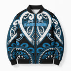 Custom Aotearoa Ngati Kahungunu Bomber Puffer Jacket Maori Tribal Pattern