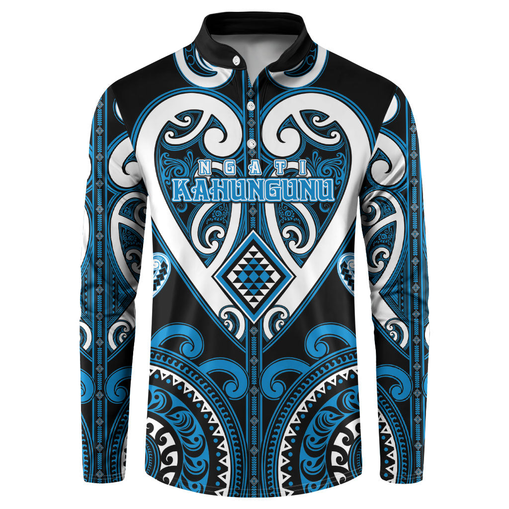 Custom Aotearoa Ngati Kahungunu Button Sweatshirt Maori Tribal Pattern
