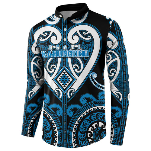 Custom Aotearoa Ngati Kahungunu Button Sweatshirt Maori Tribal Pattern
