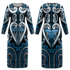 Custom Aotearoa Ngati Kahungunu Couples Matching Long Sleeve Bodycon Dress and Hawaiian Shirt Maori Tribal Pattern