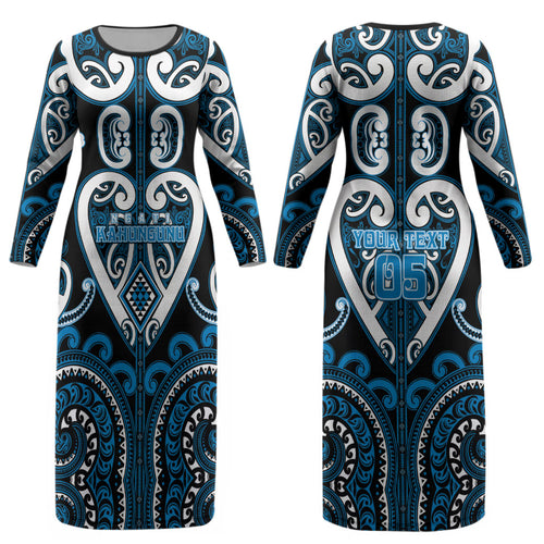 Custom Aotearoa Ngati Kahungunu Couples Matching Long Sleeve Bodycon Dress and Hawaiian Shirt Maori Tribal Pattern