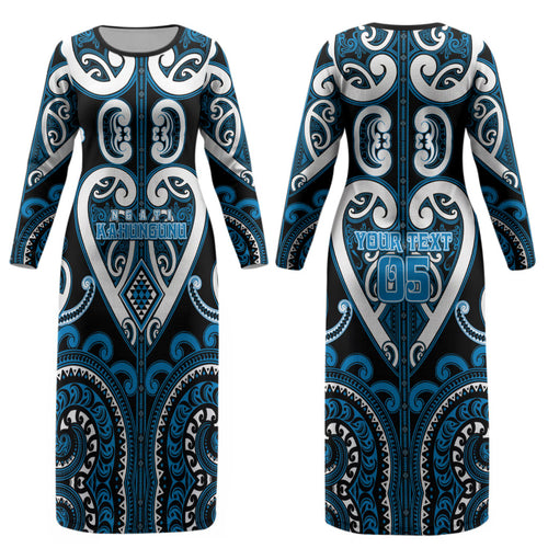 Custom Aotearoa Ngati Kahungunu Couples Matching Long Sleeve Bodycon Dress and Long Sleeve Button Shirt Maori Tribal Pattern