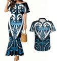 Custom Aotearoa Ngati Kahungunu Couples Matching Mermaid Dress and Hawaiian Shirt Maori Tribal Pattern