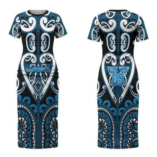 Custom Aotearoa Ngati Kahungunu Couples Matching Short Sleeve Bodycon Dress and Long Sleeve Button Shirt Maori Tribal Pattern