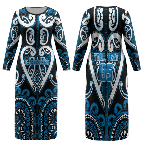 Custom Aotearoa Ngati Kahungunu Family Matching Long Sleeve Bodycon Dress and Hawaiian Shirt Maori Tribal Pattern