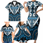Custom Aotearoa Ngati Kahungunu Family Matching Short Sleeve Bodycon Dress and Hawaiian Shirt Maori Tribal Pattern