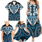 Custom Aotearoa Ngati Kahungunu Family Matching Summer Maxi Dress and Hawaiian Shirt Maori Tribal Pattern