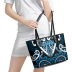 Aotearoa Ngati Kahungunu Leather Tote Bag Maori Tribal Pattern