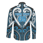 Custom Aotearoa Ngati Kahungunu Long Sleeve Button Shirt Maori Tribal Pattern
