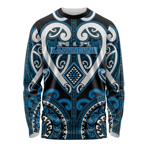 Custom Aotearoa Ngati Kahungunu Long Sleeve Shirt Maori Tribal Pattern