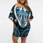 Custom Aotearoa Ngati Kahungunu Off Shoulder Short Dress Maori Tribal Pattern
