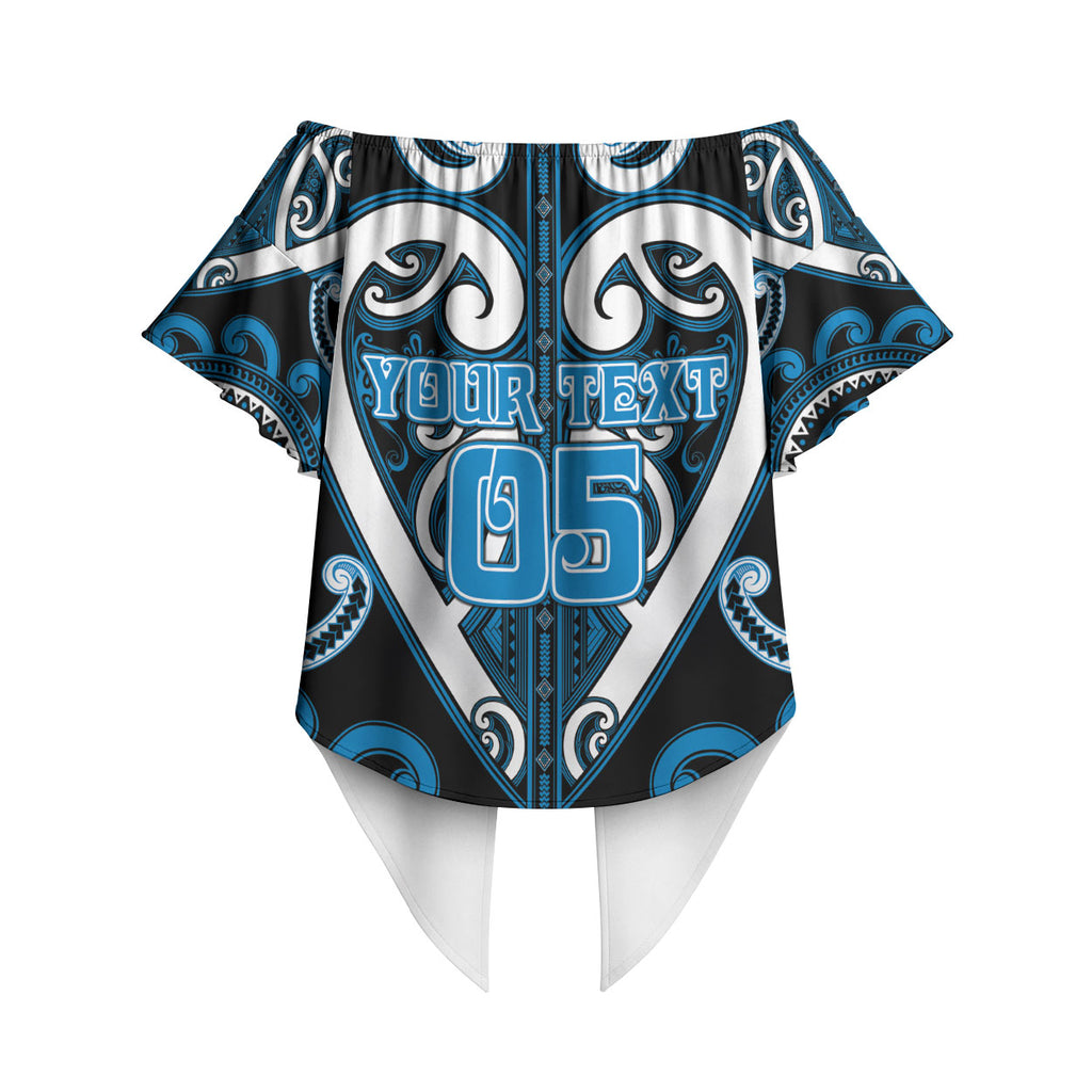 Custom Aotearoa Ngati Kahungunu Off Shoulder Wrap Waist Top Maori Tribal Pattern