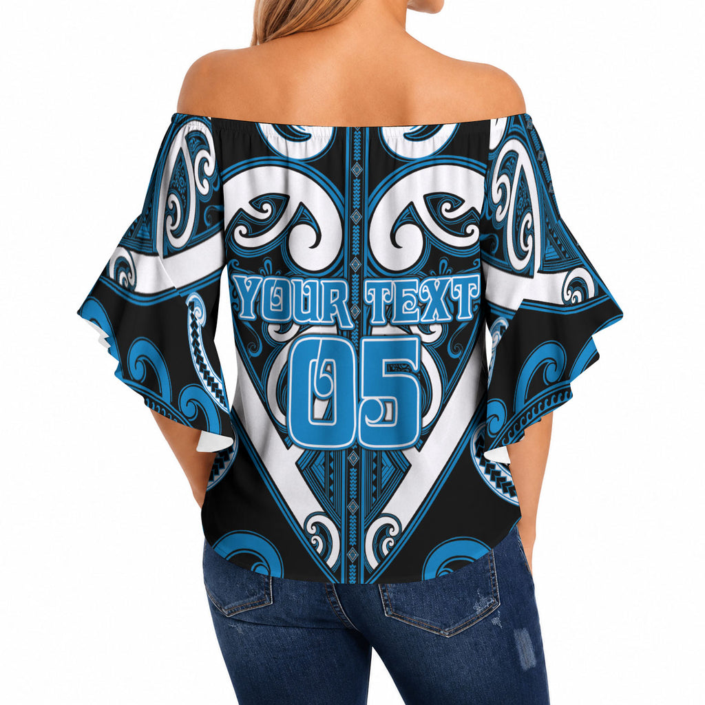 Custom Aotearoa Ngati Kahungunu Off Shoulder Wrap Waist Top Maori Tribal Pattern