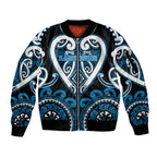 Custom Aotearoa Ngati Kahungunu Sleeve Zip Bomber Jacket Maori Tribal Pattern