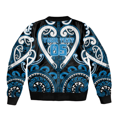 Custom Aotearoa Ngati Kahungunu Sleeve Zip Bomber Jacket Maori Tribal Pattern