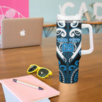 Custom Aotearoa Ngati Kahungunu Tumbler With Handle Maori Tribal Pattern