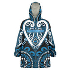 Custom Aotearoa Ngati Kahungunu Wearable Blanket Hoodie Maori Tribal Pattern