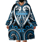 Custom Aotearoa Ngati Kahungunu Wearable Blanket Hoodie Maori Tribal Pattern