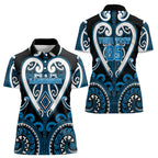 Custom Aotearoa Ngati Kahungunu Women Polo Shirt Maori Tribal Pattern
