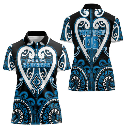 Custom Aotearoa Ngati Kahungunu Women Polo Shirt Maori Tribal Pattern
