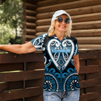 Custom Aotearoa Ngati Kahungunu Women Polo Shirt Maori Tribal Pattern