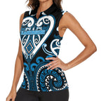 Custom Aotearoa Ngati Kahungunu Women Sleeveless Polo Shirt Maori Tribal Pattern