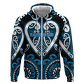 Custom Aotearoa Ngati Kahungunu Zip Hoodie Maori Tribal Pattern