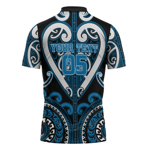 Custom Aotearoa Ngati Kahungunu Zipper Polo Shirt Maori Tribal Pattern
