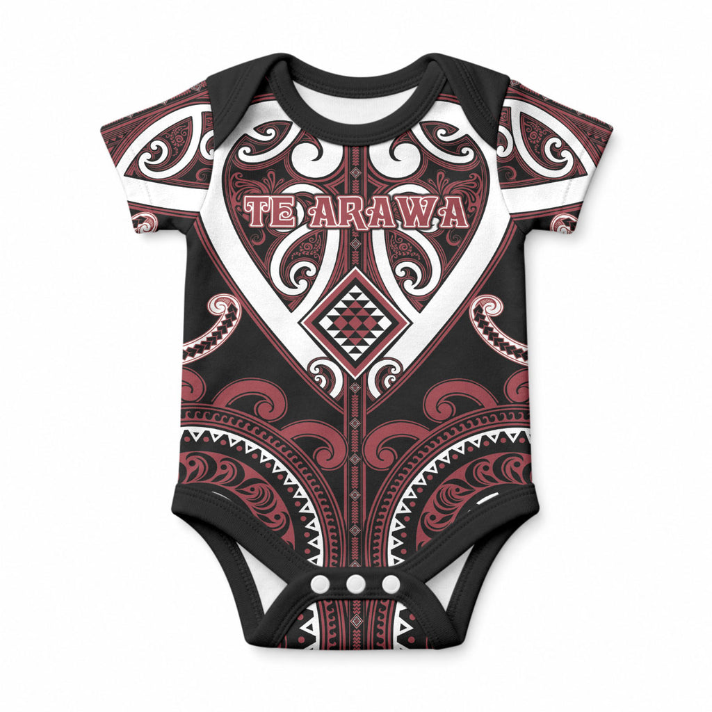 Custom Aotearoa Te Arawa Baby Onesie Maori Tribal Pattern