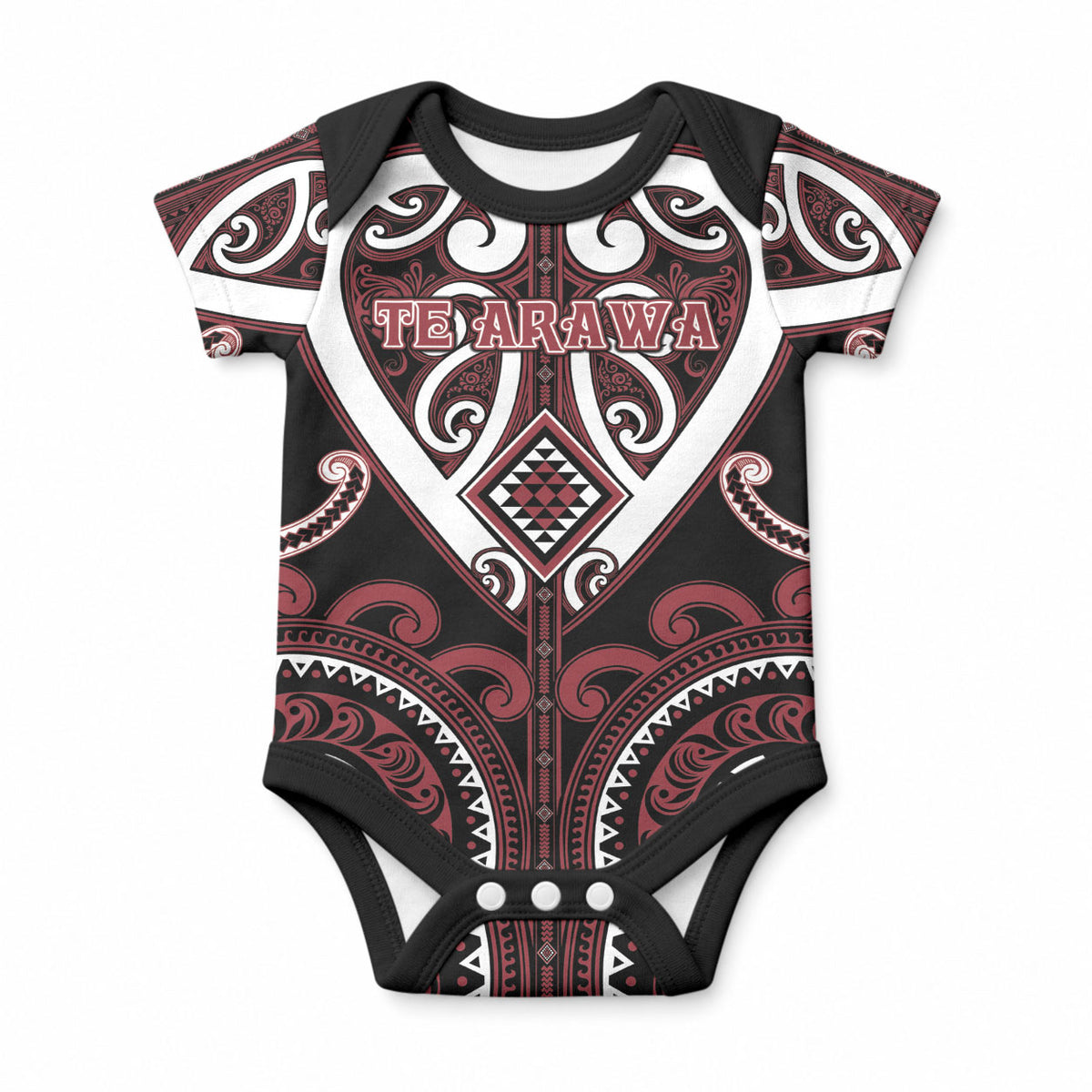 Custom Aotearoa Te Arawa Baby Onesie Maori Tribal Pattern