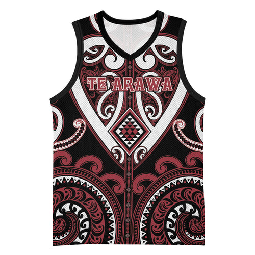 Custom Aotearoa Te Arawa Basketball Jersey Maori Tribal Pattern