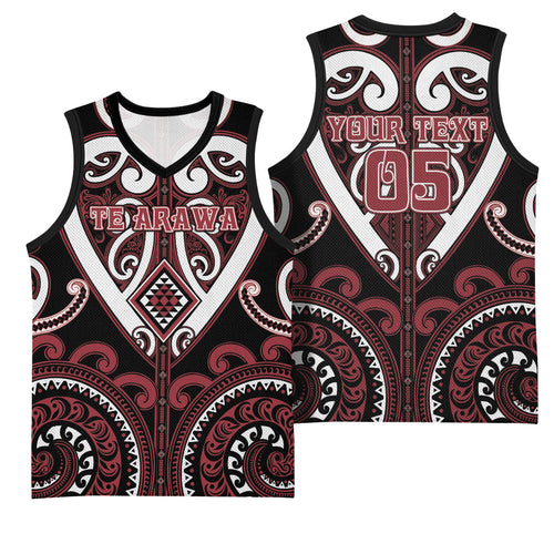Custom Aotearoa Te Arawa Basketball Jersey Maori Tribal Pattern
