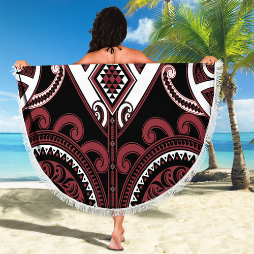 Aotearoa Te Arawa Beach Blanket Maori Tribal Pattern
