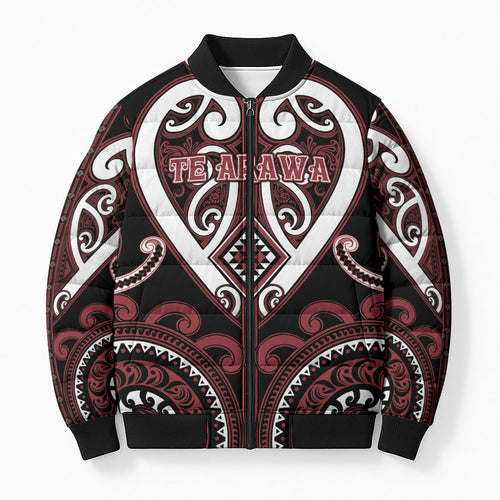 Custom Aotearoa Te Arawa Bomber Puffer Jacket Maori Tribal Pattern