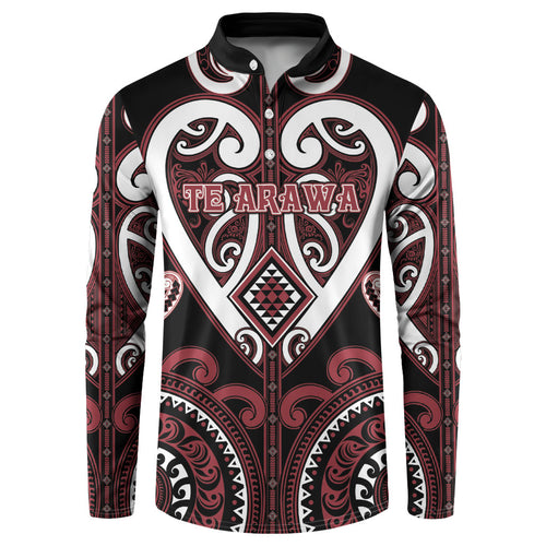 Custom Aotearoa Te Arawa Button Sweatshirt Maori Tribal Pattern