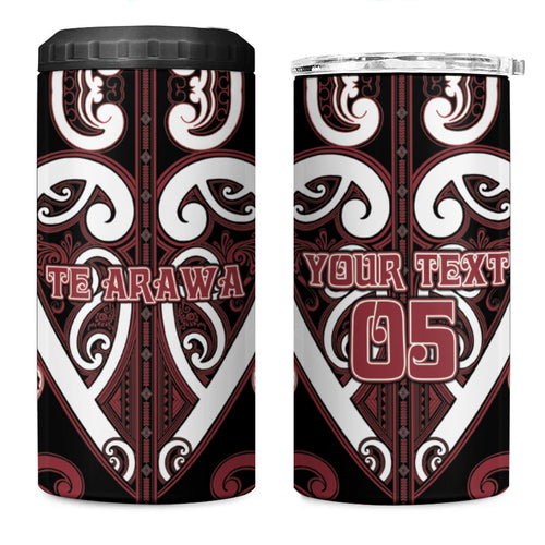 Custom Aotearoa Te Arawa 4 in 1 Can Cooler Tumbler Maori Tribal Pattern