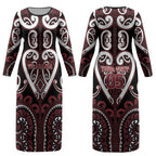 Custom Aotearoa Te Arawa Couples Matching Long Sleeve Bodycon Dress and Hawaiian Shirt Maori Tribal Pattern