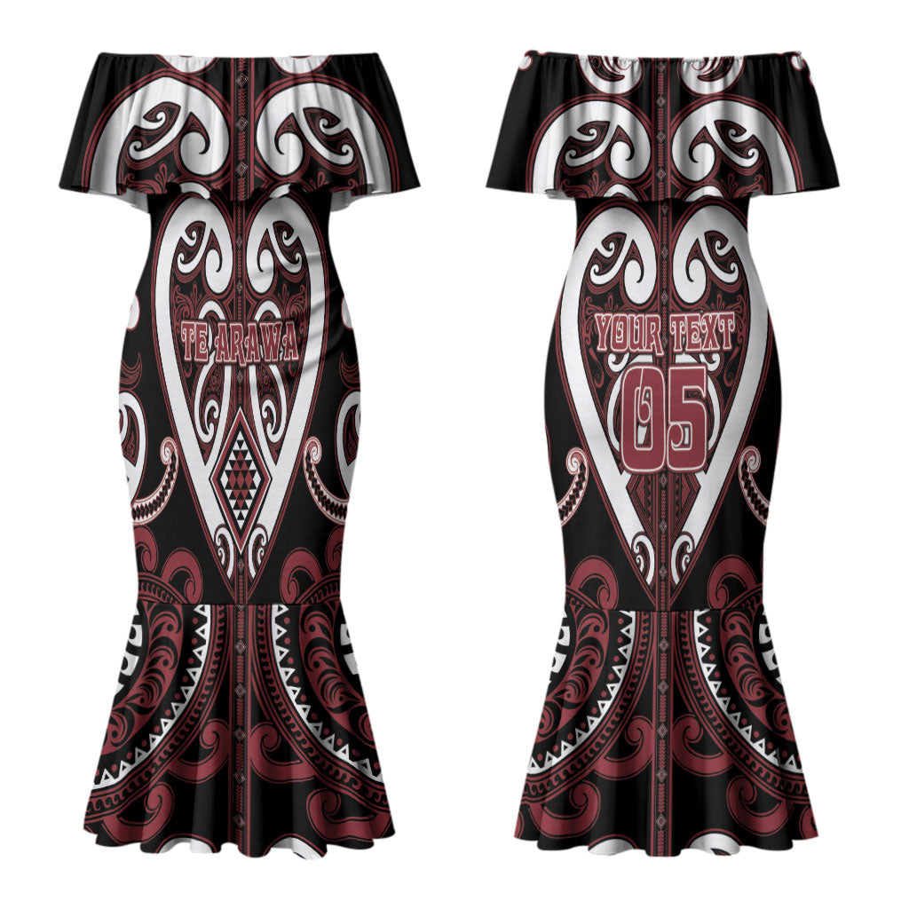 Custom Aotearoa Te Arawa Couples Matching Mermaid Dress and Long Sleeve Button Shirt Maori Tribal Pattern