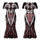 Custom Aotearoa Te Arawa Couples Matching Mermaid Dress and Long Sleeve Button Shirt Maori Tribal Pattern