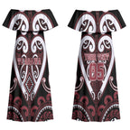 Custom Aotearoa Te Arawa Couples Matching Off Shoulder Maxi Dress and Hawaiian Shirt Maori Tribal Pattern