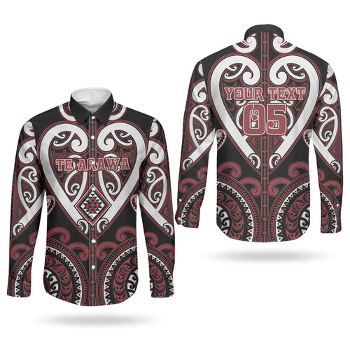 Custom Aotearoa Te Arawa Couples Matching Off Shoulder Maxi Dress and Long Sleeve Button Shirt Maori Tribal Pattern