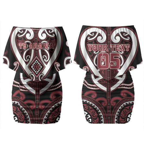 Custom Aotearoa Te Arawa Couples Matching Off Shoulder Short Dress and Hawaiian Shirt Maori Tribal Pattern