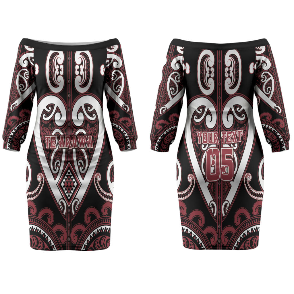 Custom Aotearoa Te Arawa Couples Matching Off The Shoulder Long Sleeve Dress and Hawaiian Shirt Maori Tribal Pattern